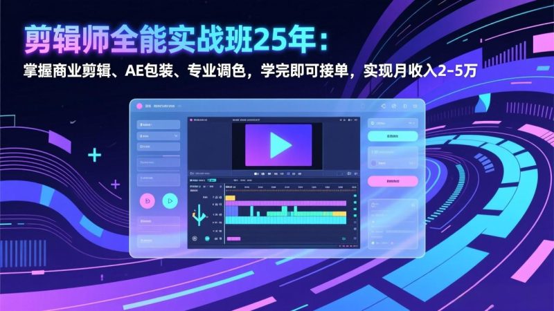 剪辑师全能实战班25年：掌握商业剪辑、AE包装、专业调色，学完即可接单，实现月收入2-5万-创业项目网
