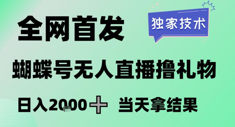 2026最新蝴蝶号无人直播掘金，独家技术，全网首发小白做了一个月收益3W，长期稳定可做-创业项目网