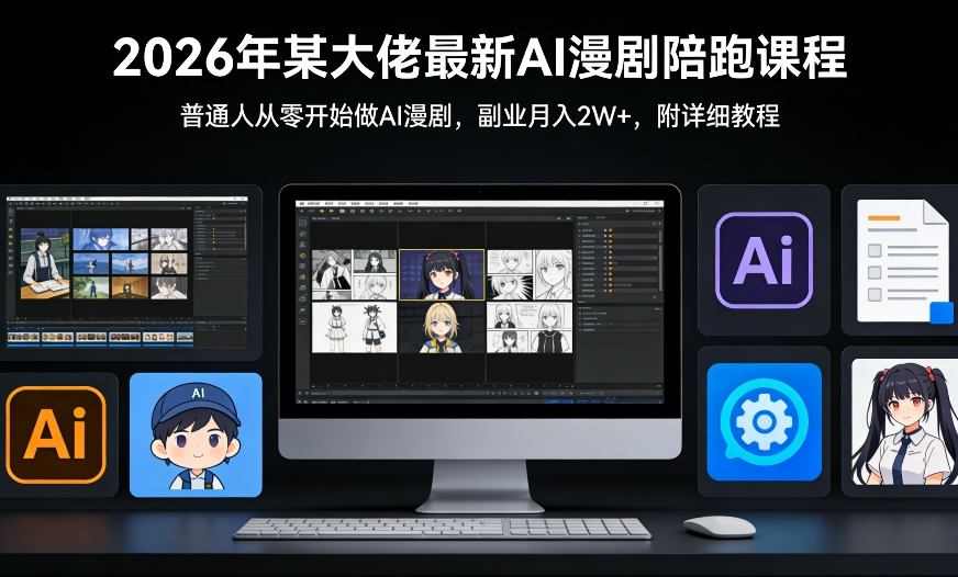 26年某大佬最新Ai漫剧陪跑课程，普通人从零开始做AI漫剧，副业月入2W+-创业项目网