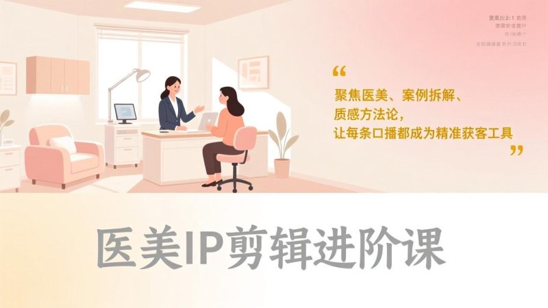 医美IP剪辑进阶课，聚焦医美、案例拆解、质感方法论，让每条口播都成为精准获客工具-创业项目网