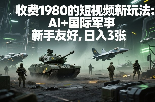 外面收费1980的短视频新玩法：AI+国际军事，新手友好，日入3张+【附详细教程】-创业项目网