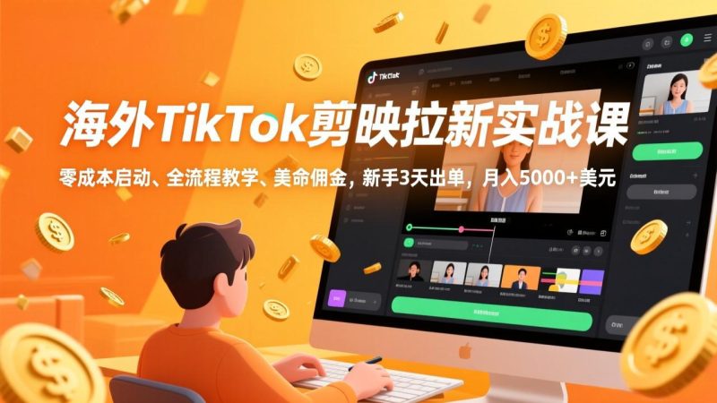 海外TikTok剪映拉新实战课,零成本启动、全流程教学、美金佣金,新手3天出单,月入5000+美元-创业项目网