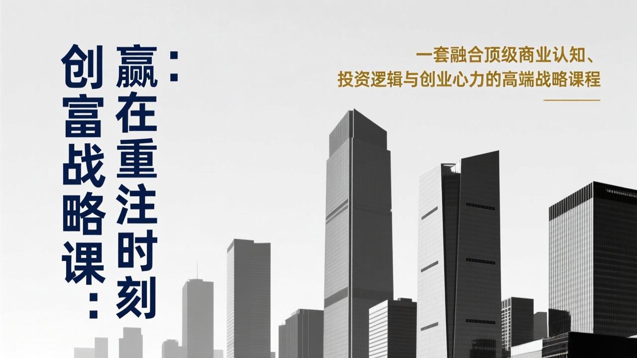 《创富战略课：赢在重注时刻》一套融合顶级商业认知、投资逻辑与创业心力的高端战略课程-创业项目网