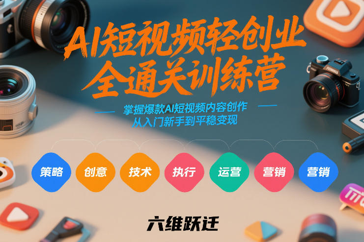 AI短视频轻创业全通关训练营，掌握爆款AI短视频内容创作，从入门新手到平稳变现的六维跃迁-创业项目网