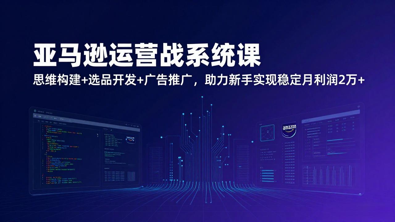 亚马逊运营实战系统课，思维构建+选品开发+广告推广，助力新手实现稳定月利润2万+(更新)-创业项目网