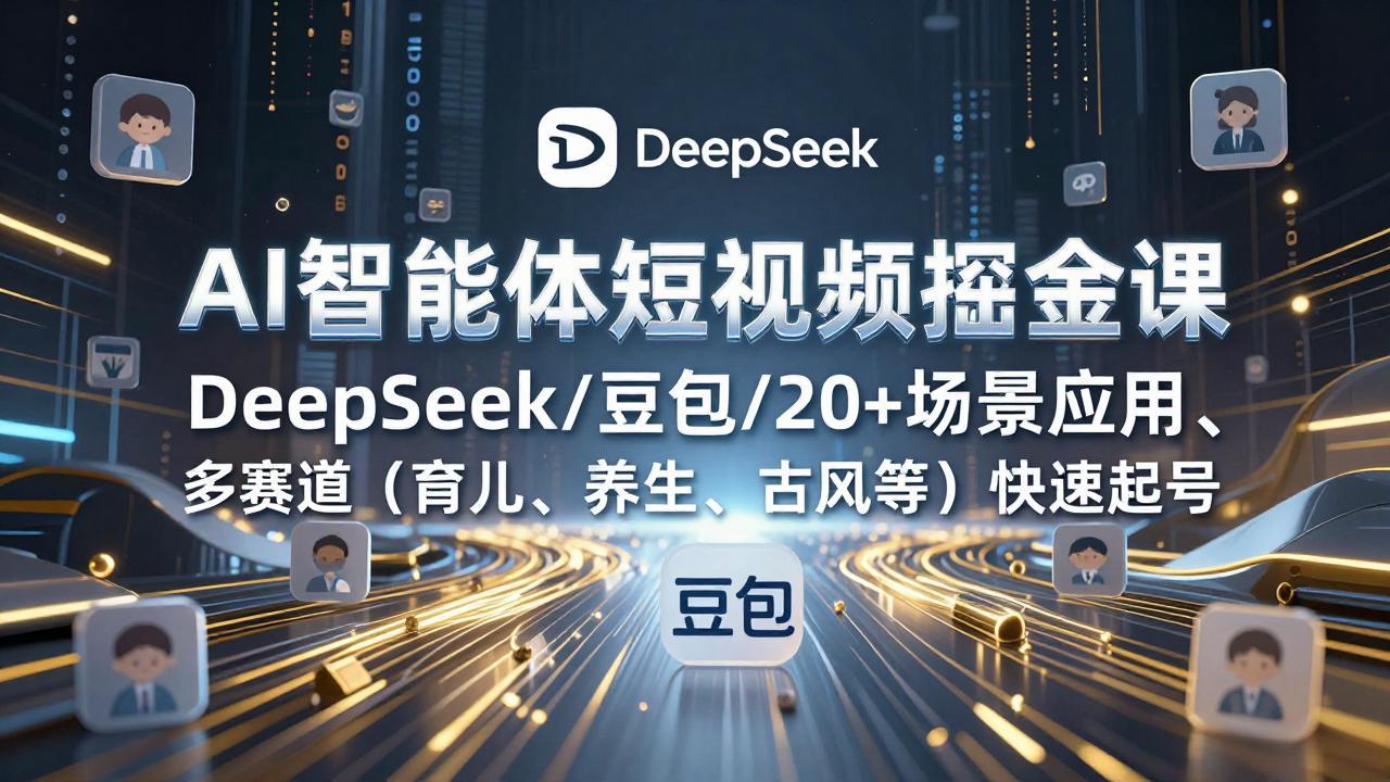 AI智能体短视频掘金课，DeepSeek/豆包/20+场景应用、多赛道(育儿、养生、古风等)-创业项目网