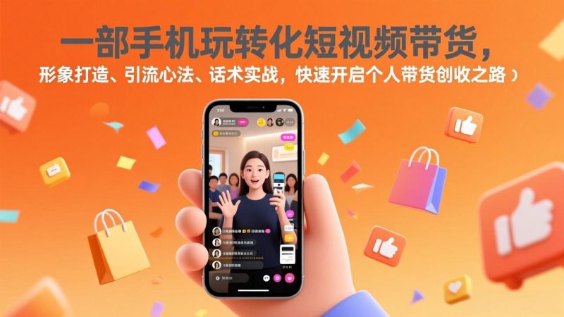 一部手机玩转化短视频带货，形象打造、引流心法、话术实战，快速开启个人带货创收之路-创业项目网