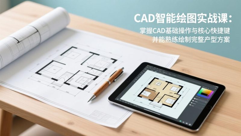 CAD智能绘图实战课：掌握CAD基础操作与核心快捷键，并能熟练绘制完整户型方案-创业项目网
