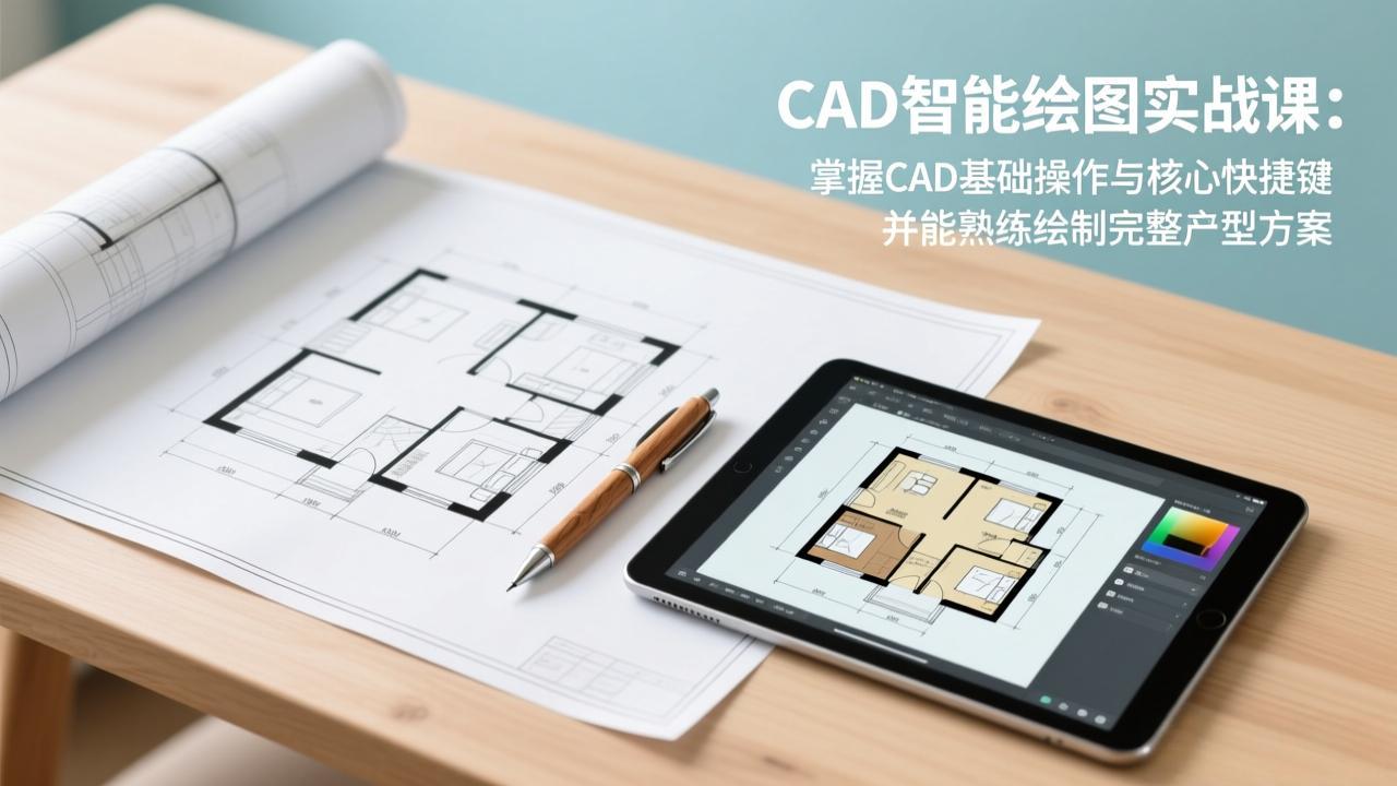 CAD智能绘图实战课：掌握CAD基础操作与核心快捷键，并能熟练绘制完整户型方案-创业项目网