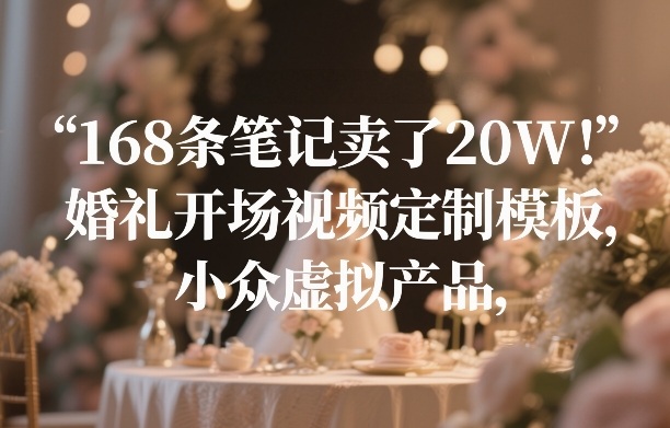 168条笔记狂销20万!婚礼开场视频定制模板,虚拟产品中的小众爆款-创业项目网