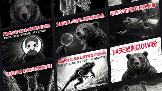 情绪放大镜-动物心理学爆款短视频课，文案公式、AI生图、多平台变现，14天复制20W粉-创业项目网